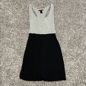 Sleeveless Colorblock Casual Dress in Gray and Black